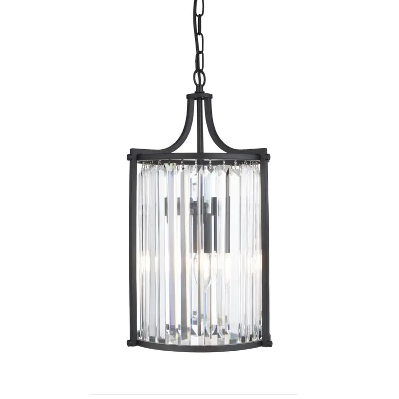 Searchlight Victoria - hanglamp - Ø 26 x 150 cm - mat zwart en transparant Modern