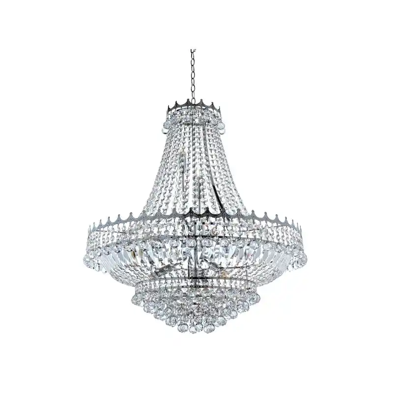 Searchlight Versailles - luster - Ø 80 x 250 cm - chroom en transparant Direct Verzonden