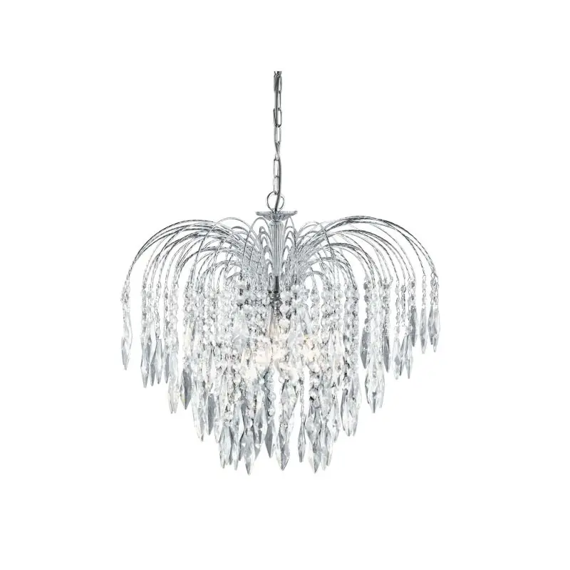 Searchlight Waterfall - hanglamp - Ø 53 x 98 cm - chroom en transparant Voordeelprijs