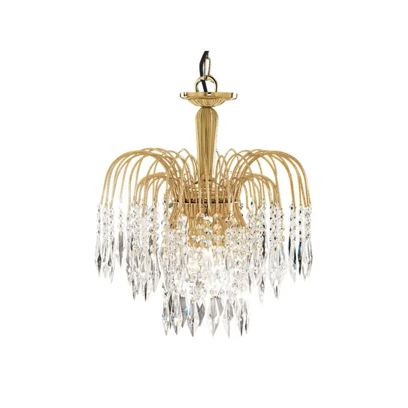 Searchlight Waterfall - hanglamp - Ø 42 x 98 cm - goud en transparant Nieuwe Collectie