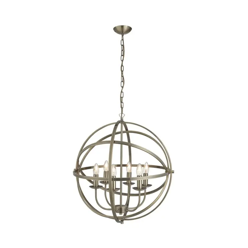 Wereldwijde Verzending Searchlight Orbit - luster - Ø 60 x 210 cm - antiek messing