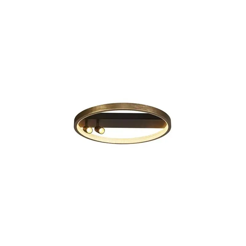 Snelle Levering Searchlight Grace Flush - plafondverlichting - Ø 50 x 13 cm - 37,8W dimbare LED incl. - zwart/goud