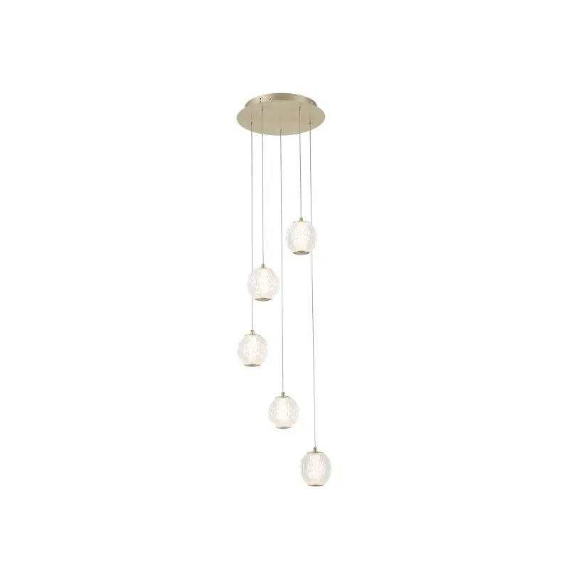 Beperkte Voorraad Searchlight Allure - hanglamp - Ø 30 x 150 cm - 21W dimbare LED incl. - satijn messing en transparant
