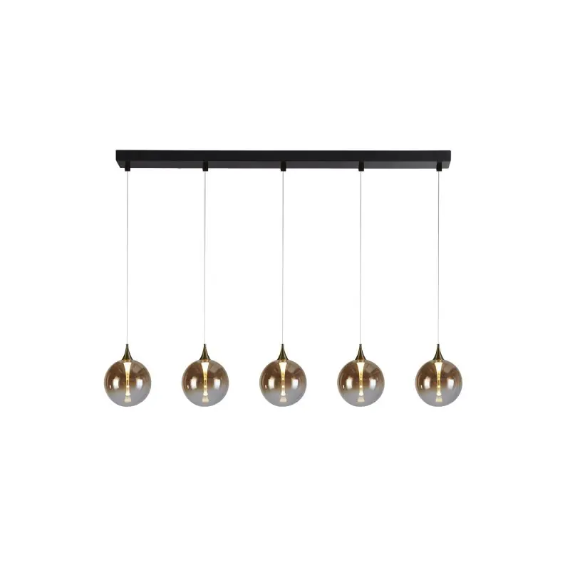 Speciale Aanbieding Searchlight Alchemy - hanglamp - 120 x 150 cm - 19W dimbare LED incl. - zwart, goud en amber