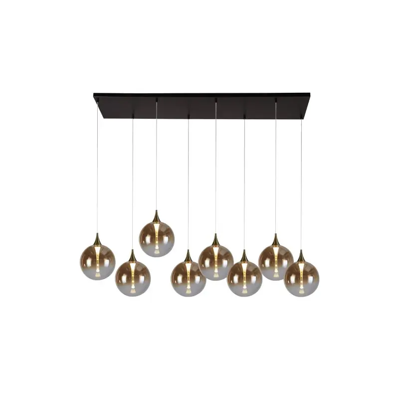 Beperkte Voorraad Searchlight Alchemy - hanglamp - 107 x 150 cm - 29W dimbare LED incl. - zwart, goud en amber