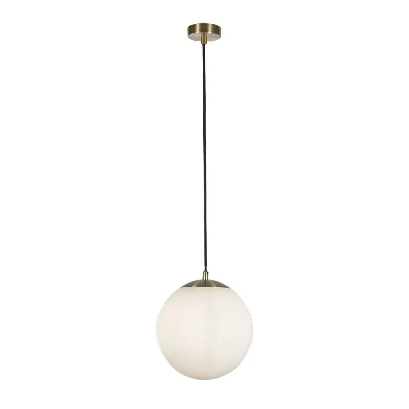 Tijdelijk Beschikbaar Searchlight Atom II - hanglamp - Ø 30 x 120 cm - satijn messing en opaal