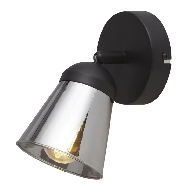 Aanbieding Searchlight Mega - opbouwspot 1L - 10 x 18 cm - zwart en gerookt glas