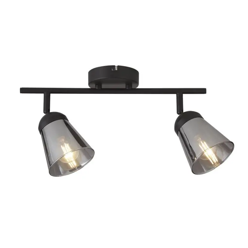 Gecertificeerd Searchlight Mega - opbouwspot 2L - 50 x 20 cm - zwart en gerookt glas