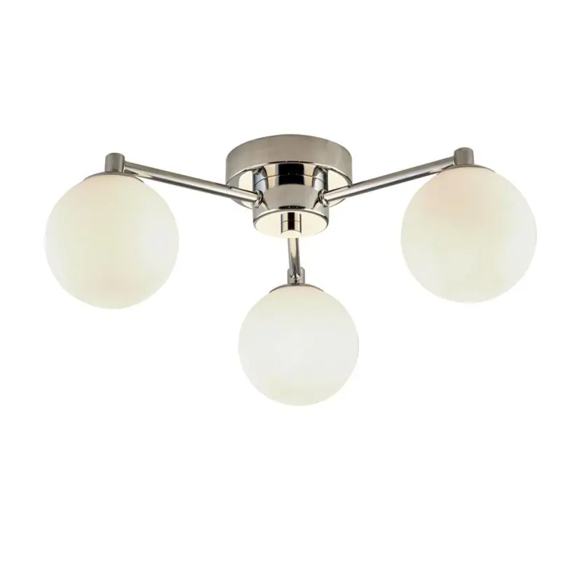 Searchlight Tiberius - plafondlamp - Ø 40 x 16 cm - chroom en wit Dagaanbieding