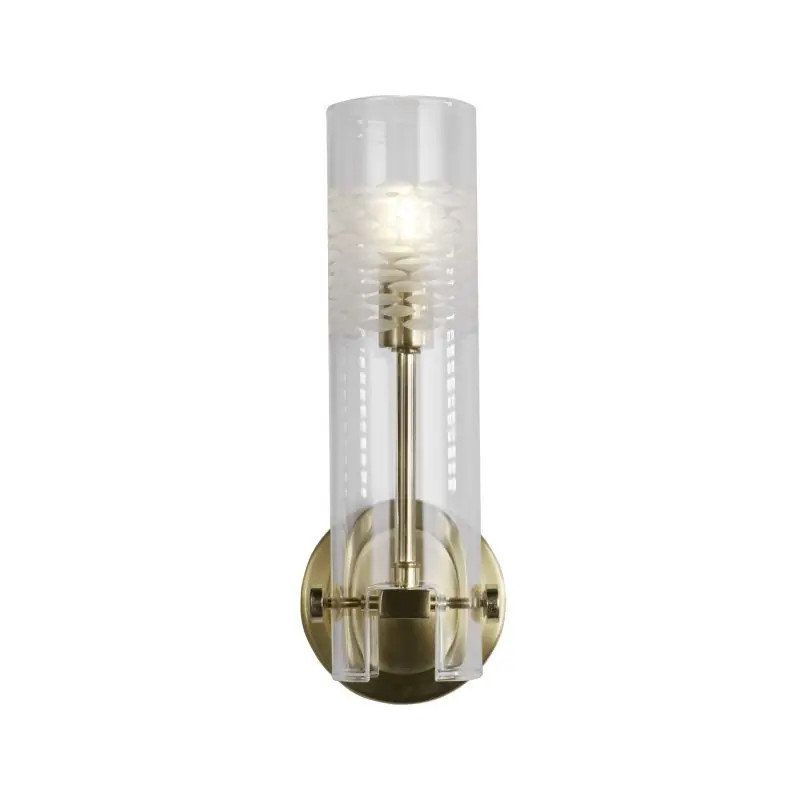 Direct Beschikbaar Searchlight Scope - wandverlichting - 10 x 29 cm - IP44 - satijn messing en transparant