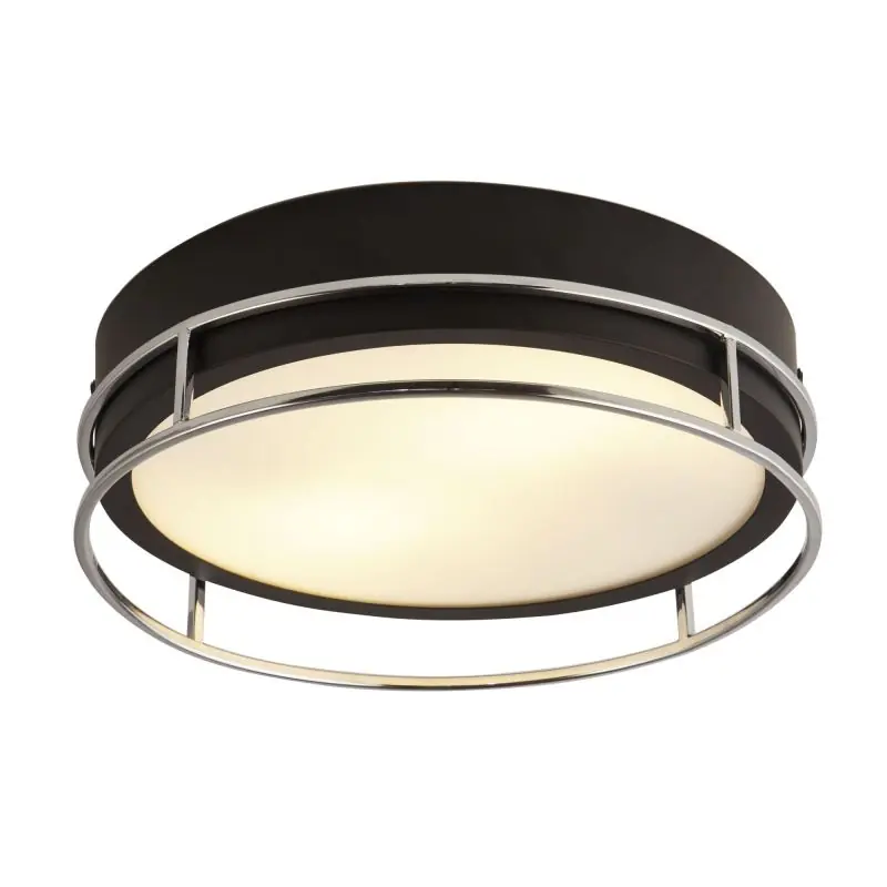 Geld-Terug-Garantie Searchlight Phoenix - plafondlamp - Ø 30 x 10 cm - IP44 - zwart en chroom