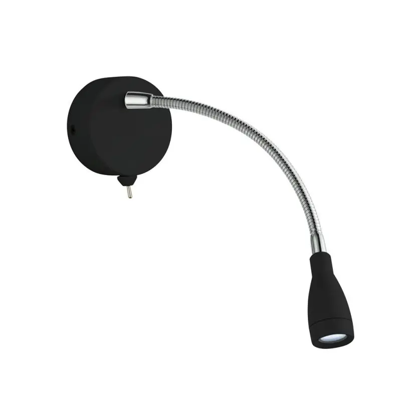 Ambachtelijk Searchlight Flexy - wandverlichting met schakelaar - 7 x 29 cm - 0,8W LED incl. - chroom en zwart
