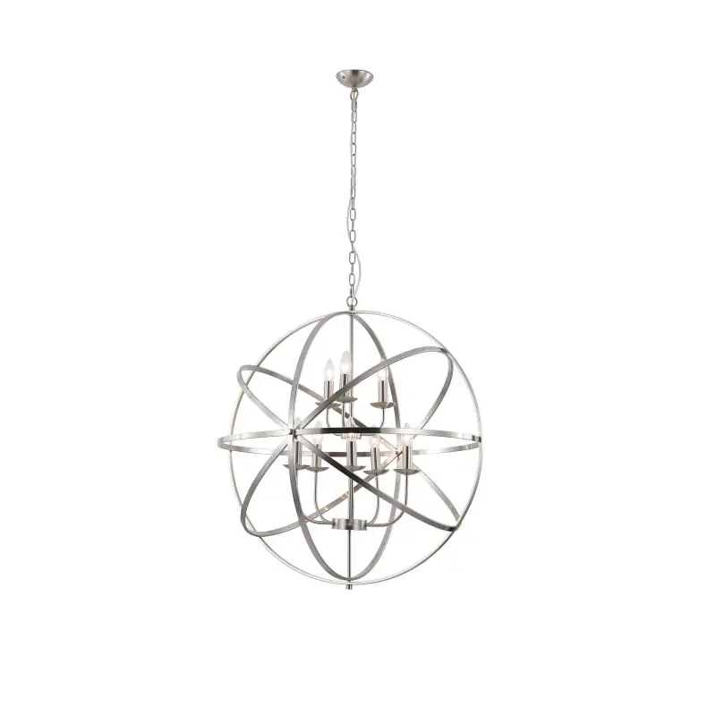 Authentiek Searchlight Orbit - hanglamp - Ø 80 x 200 cm - satijn zilver