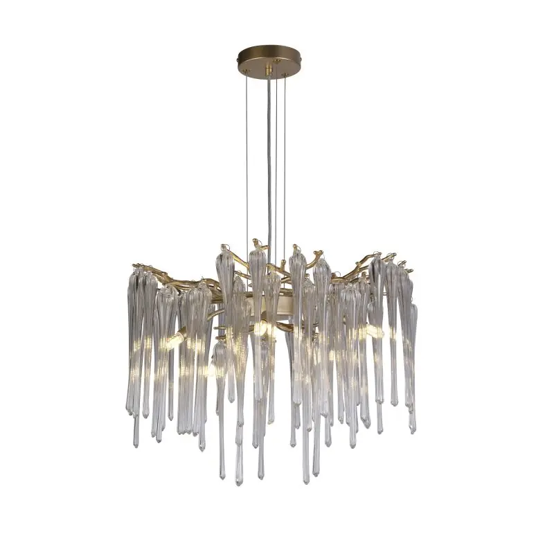Ambachtelijk Searchlight Heritage - hanglamp - Ø 50 x 100 cm - goud en transparant