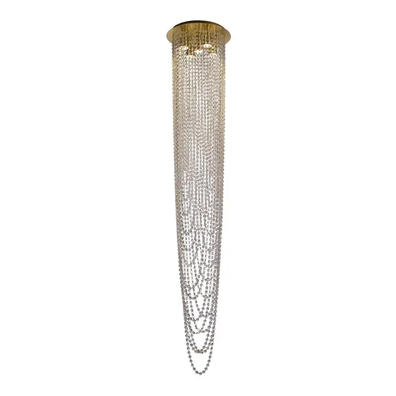 Gratis Verzending Searchlight Swoop - hanglamp - Ø 35 x 180 cm - satijn messing en transparant