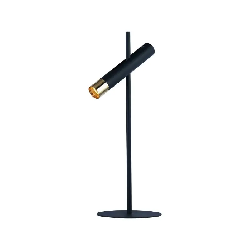 Authentiek Searchlight Cylinder - tafellamp - 18 x 51 cm - 4W LED incl. - zwart en goud
