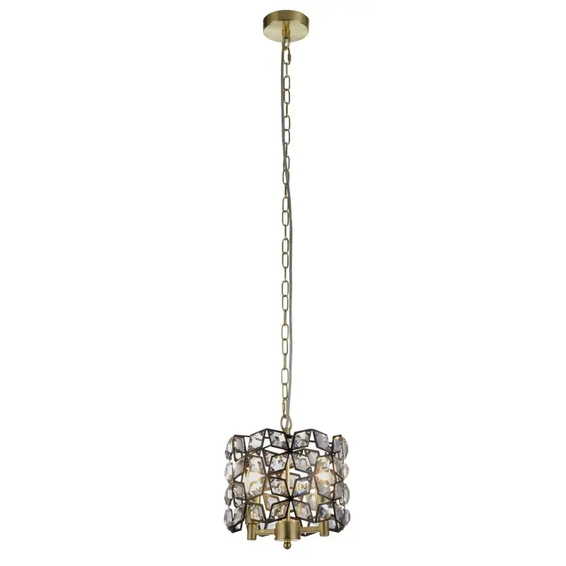 Finale Uitverkoop Searchlight Iris - hanglamp - Ø 25 x 150 cm - zwart en satijn messing