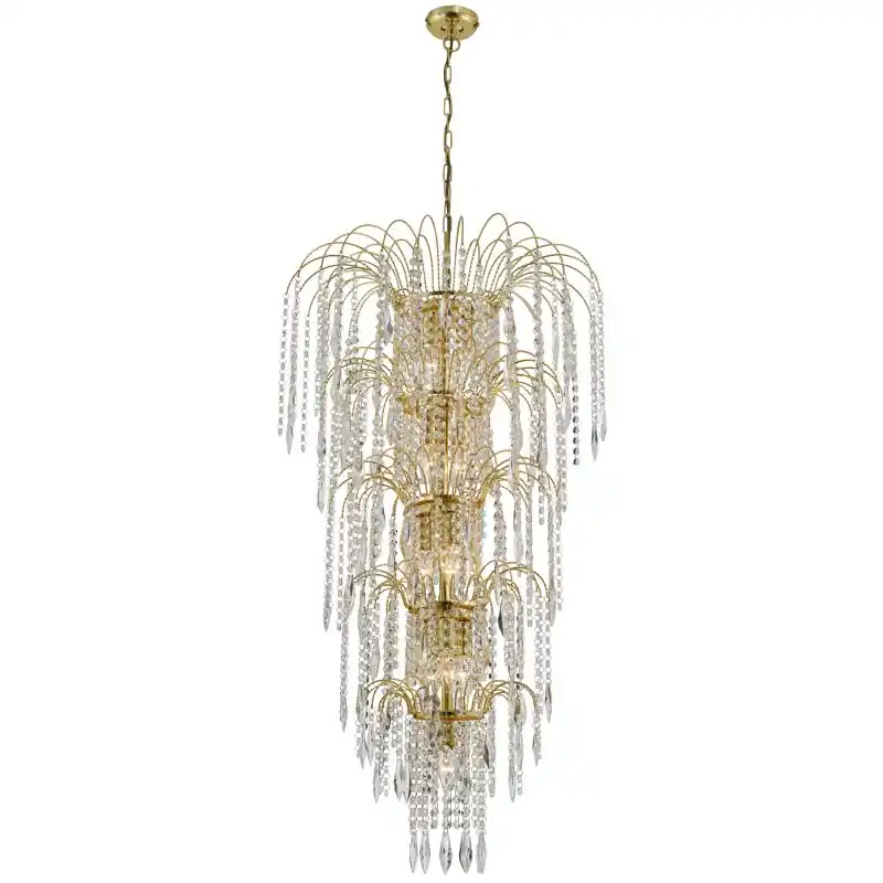Gratis Retour Searchlight Waterfall - luster - Ø 58 x 264 cm - goud en transparant