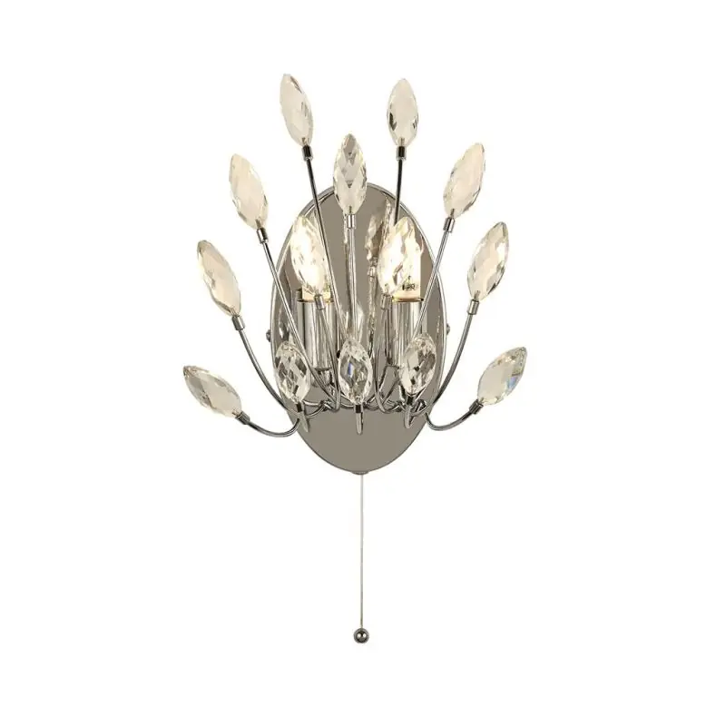 Voordeelprijs Searchlight Peacock - wandverlichting met trekschakelaar - 14 x 24 cm - chroom