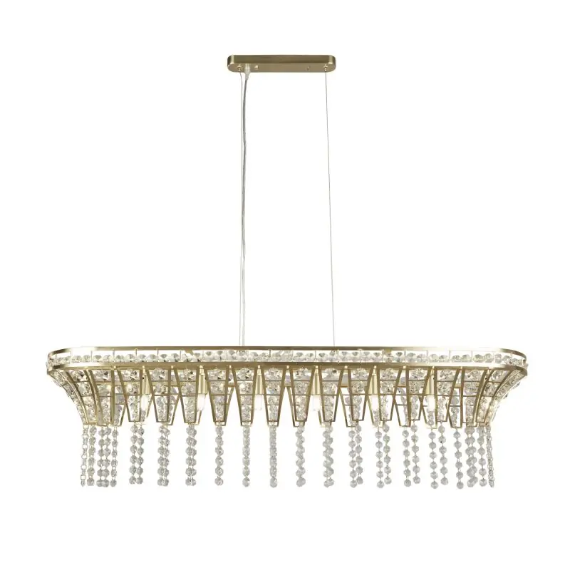 Superprijs Searchlight Gemma - hanglamp - 100 x 26 x 150 cm - satijn messing en transparant