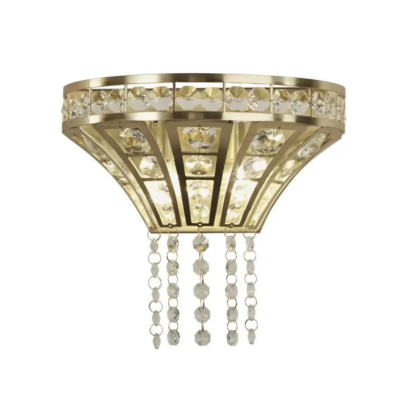 Veilige Betaling Searchlight Gemma - wandlamp - 25 x 24 cm - satijn messing en transparant