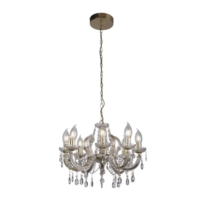 Searchlight Utah - luster - Ø 60 x 150 cm - IP65 - goud en transparant Gecertificeerd