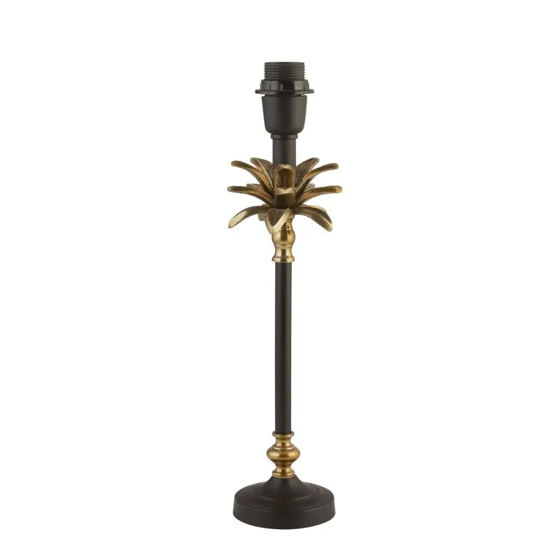 Authentiek Searchlight Palm - tafellamp voet - Ø 11 x 45 cm - satijn messing en zwart