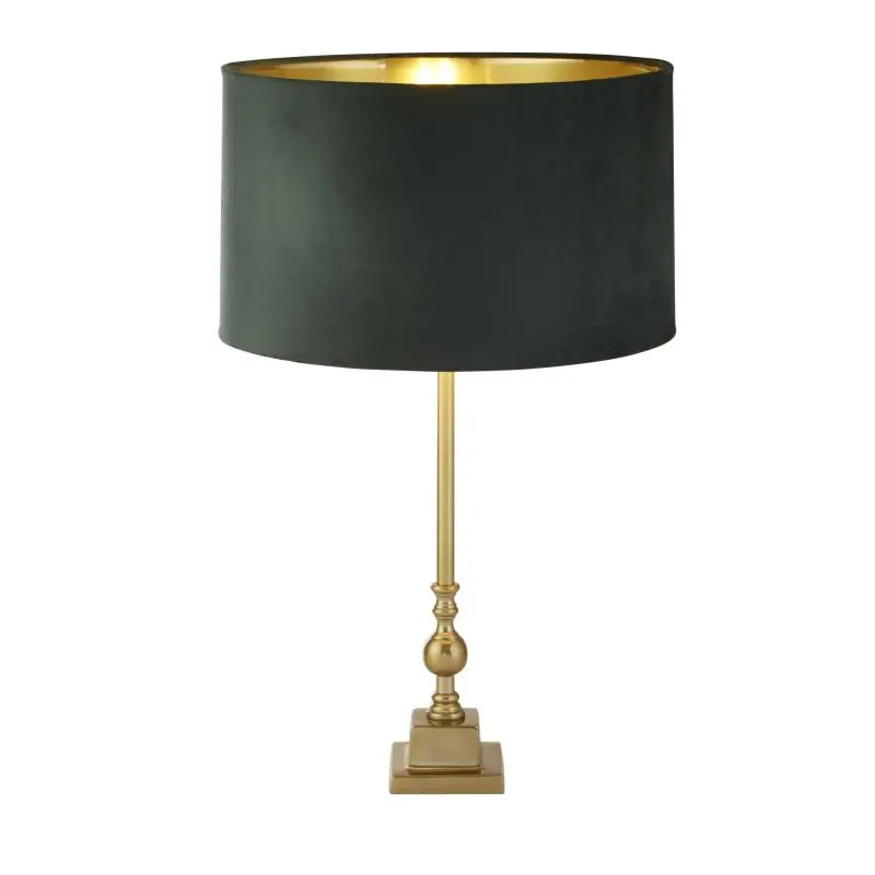 Searchlight Whitby - tafellamp - Ø 40 x 67 cm - antiek messing, goud en groen Alleen Vandaag