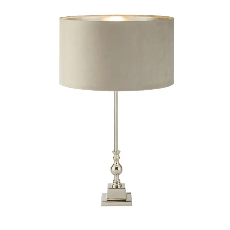Searchlight Whitby - tafellamp - Ø 38 x 67 cm - chroom, zilver en taupe Favoriet