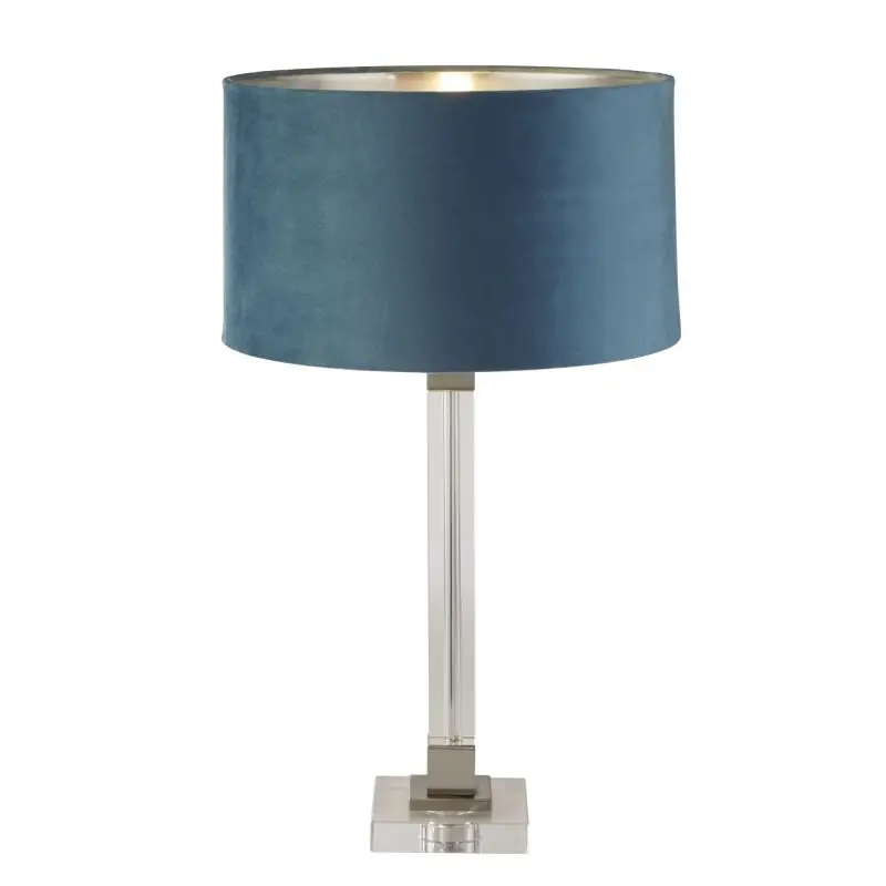 Koop Vandaag Searchlight Scarborough - tafellamp - Ø 38 x 67 cm - satijn nikkel, zilver en blauwgroen