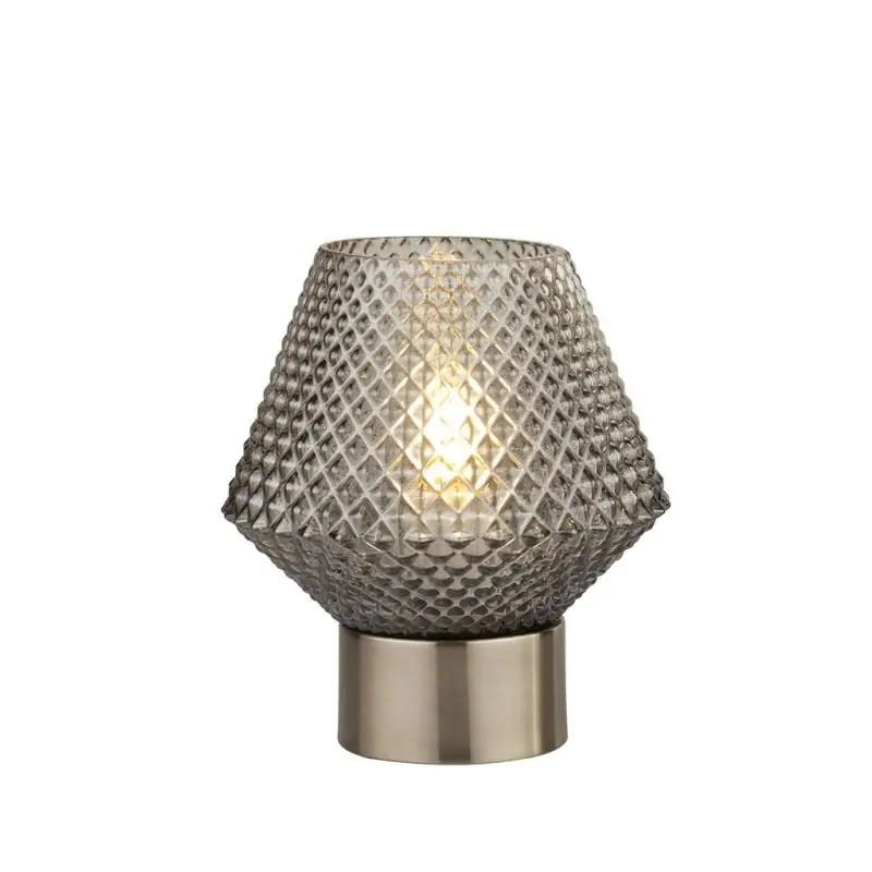 Snelle Levering Searchlight Avia - tafellamp - Ø 15 x 18 cm - gerookt glas en zwart