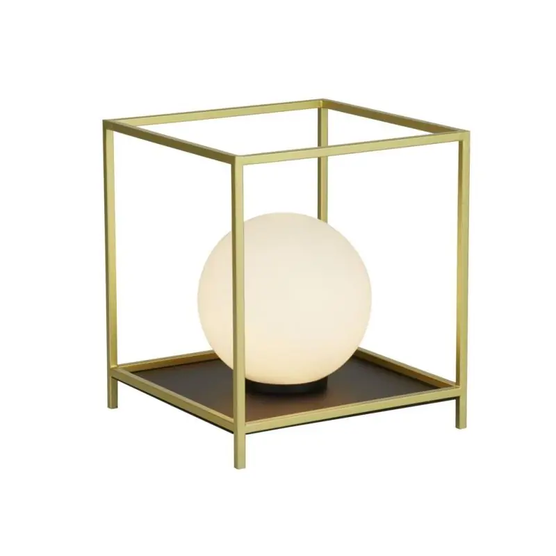 Bestel Nu Searchlight Block - tafellamp - 18 x 18 x 20,5 cm - goud en opaal
