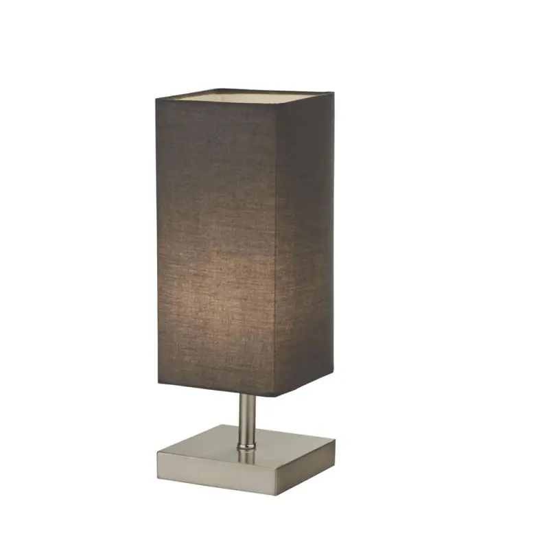 Authentiek Searchlight Valley - tafellamp - 12 x 12 x 35 cm - satijn zilver en donker grijs