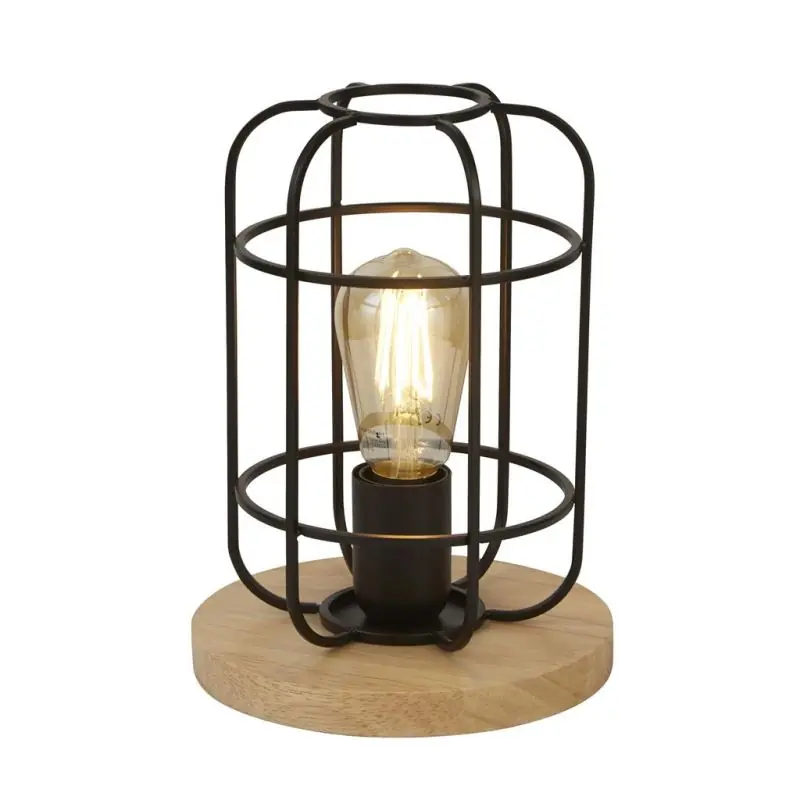 Seizoensaanbieding Searchlight Vision - tafellamp - Ø 18 x 25 cm - mat zwart en bruin