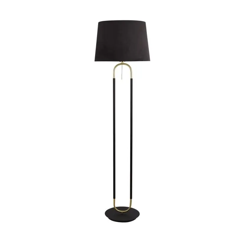Beperkte Voorraad Searchlight Jazz - vloerlamp - Ø 45 x 161 cm - mat zwart en satijn messing