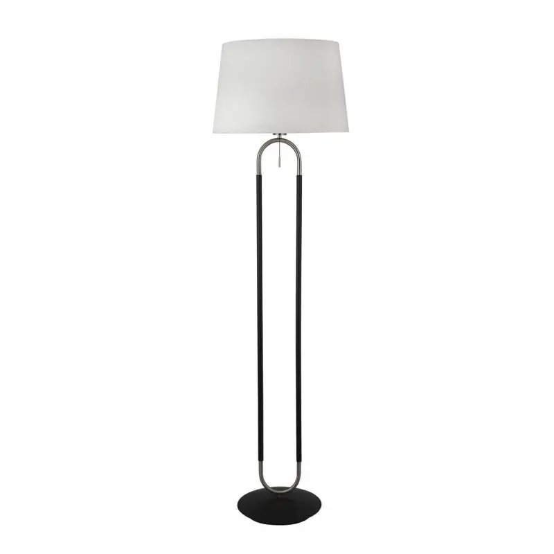 Betaalbaar Searchlight Jazz - vloerlamp - Ø 45 x 161 cm - mat zwart, wit en satijn zilver