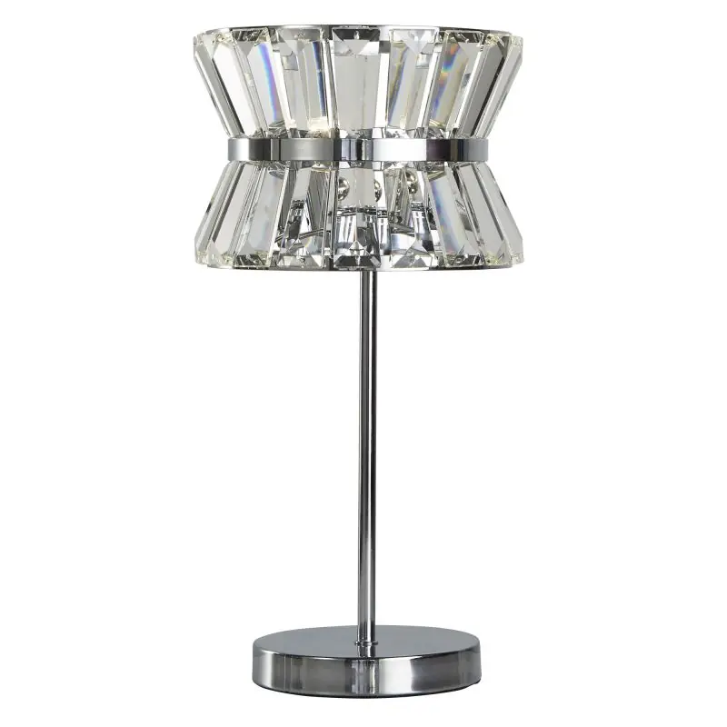 Searchlight Uptown - tafellamp - Ø 22 x 43 cm - chroom en transparant Rechtstreeks Van De Fabrikant