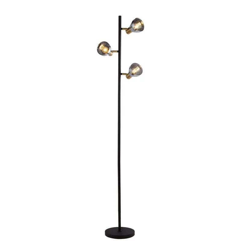 Searchlight Westminster - vloerlamp - 33 x 22 x 153 cm - zwart en satijn messing Tijdelijk Beschikbaar