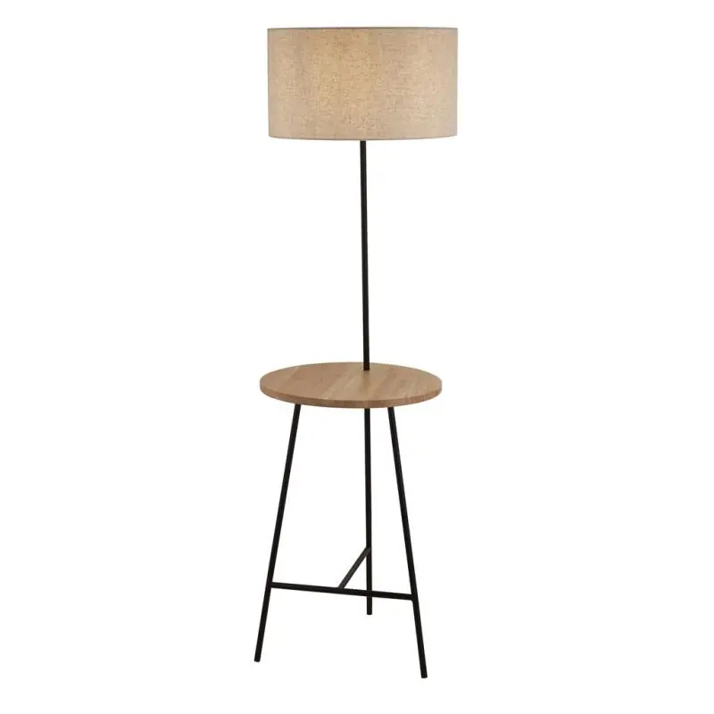 Searchlight Washington - vloerlamp - Ø 45 x 155 cm - lichtbruin en zwart Beperkt Aanbod