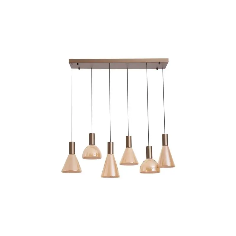 Dagaanbieding Searchlight Cannes - hanglamp - 96 x 32 x 150 cm - 41W dimbare LED incl. - koffiebruin en amber