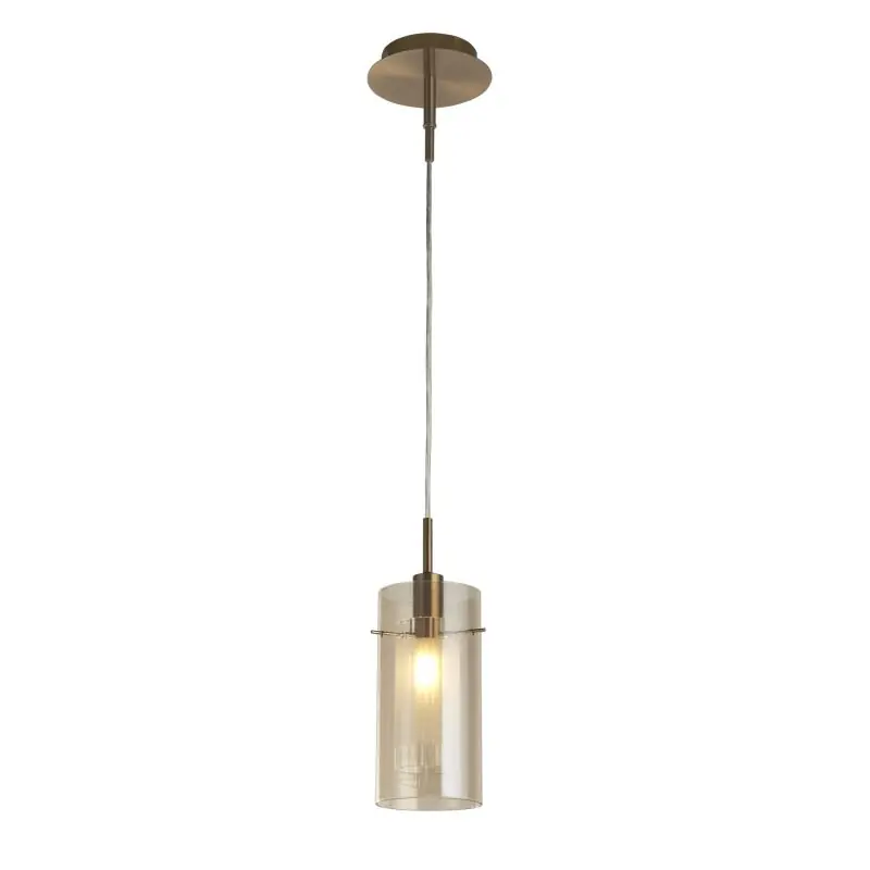 Actieprijs Searchlight Duo III - hanglamp - Ø 13 x 120 cm - brons en champagne