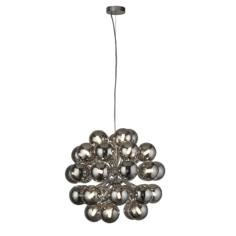 Gratis Retour Searchlight Berry - hanglamp - Ø 51 x 150 cm - chroom en gerookt glas