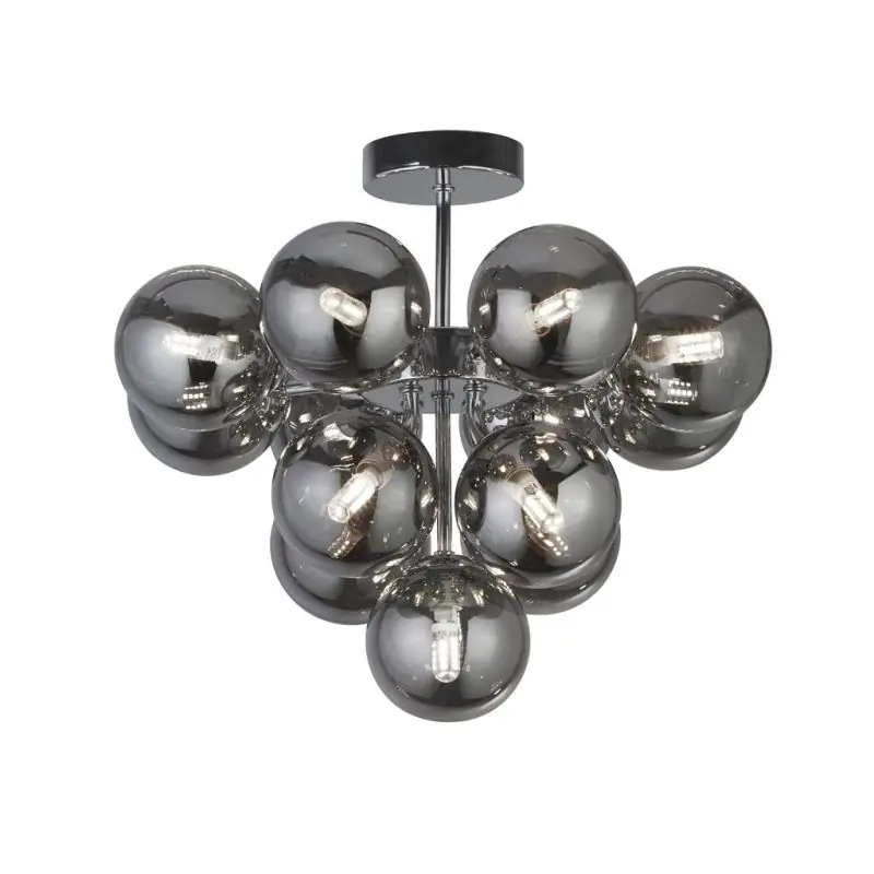 Budget Searchlight Berry - plafondlamp - Ø 41 x 35 cm - chroom en gerookt glas