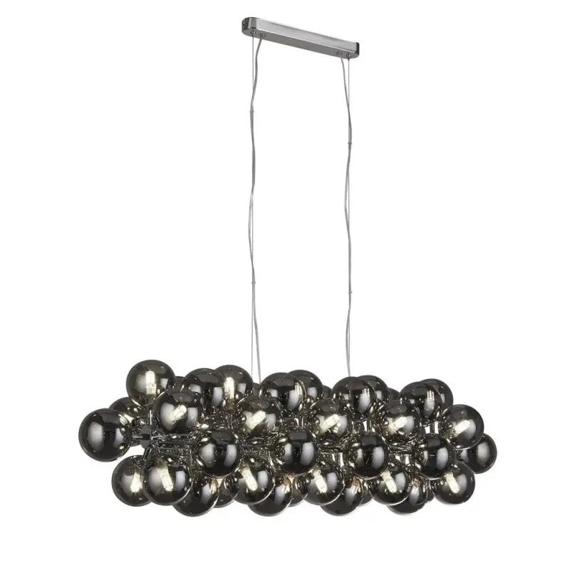 Authentiek Searchlight Berry - hanglamp - 100 x 40 x 150 cm - chroom en gerookt glas
