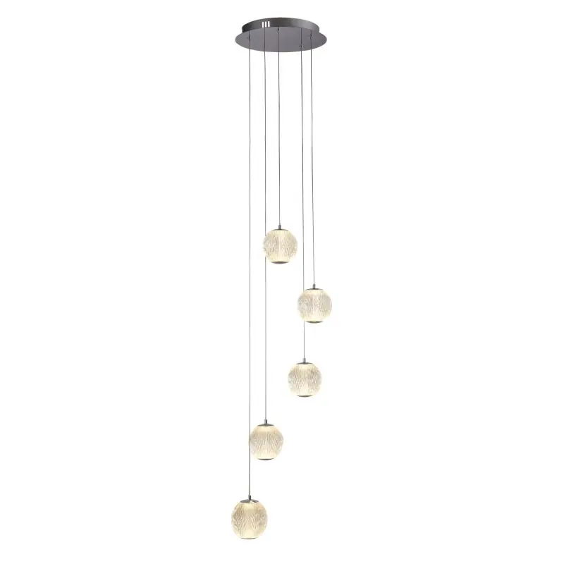 Gratis Verzending Searchlight Allure - hanglamp - Ø 30 x 150 cm - 21W dimbare LED incl. - chroom en transparant
