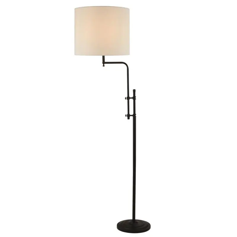 Flitsaanbieding Searchlight Munich - vloerlamp - 51 x 158 cm - zwart en natuurlijk linnen