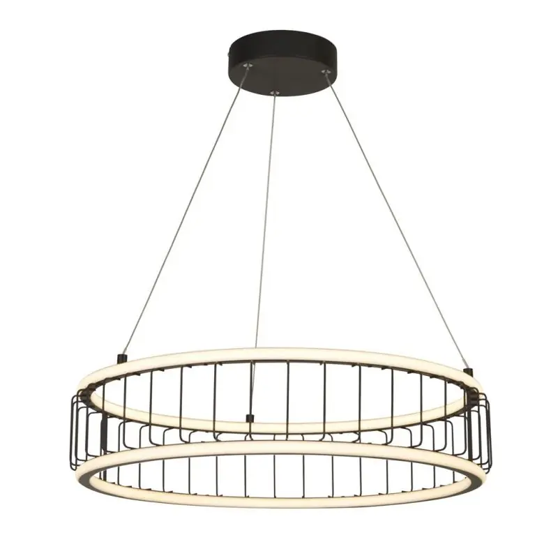 Bestel Nu Searchlight Circolo - hanglamp - Ø 58 x 150 cm - 3 stappen dimbaar - 47W LED incl. - zwart en wit