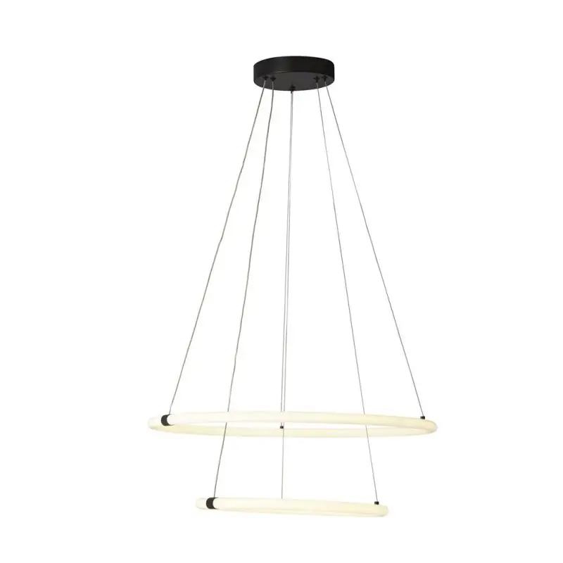 Weekendaanbieding Searchlight Revolve - hanglamp - Ø 59 x 150 cm - 28W dimbare LED incl. - zwart en opaal