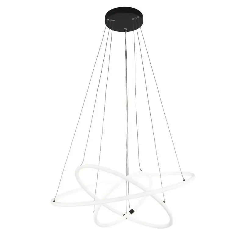 Direct Beschikbaar Searchlight Revolve - hanglamp - Ø 79 x 150 cm - 60W dimbare LED incl. - zwart en opaal