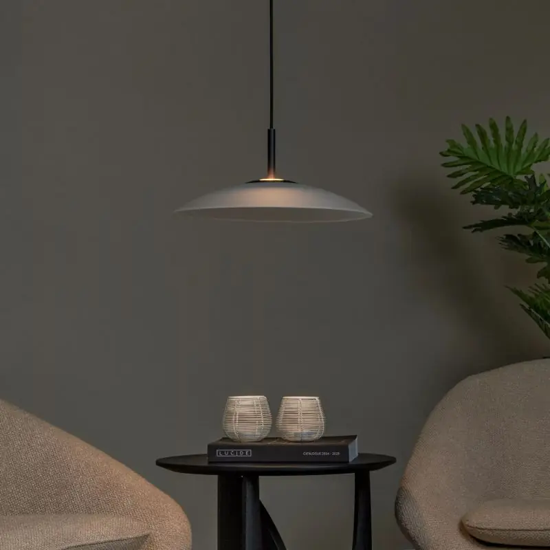 Handgemaakt Lucide Menga - hanglamp - Ø 40 x 150 cm - 12W dimbare LED incl. - opaal
